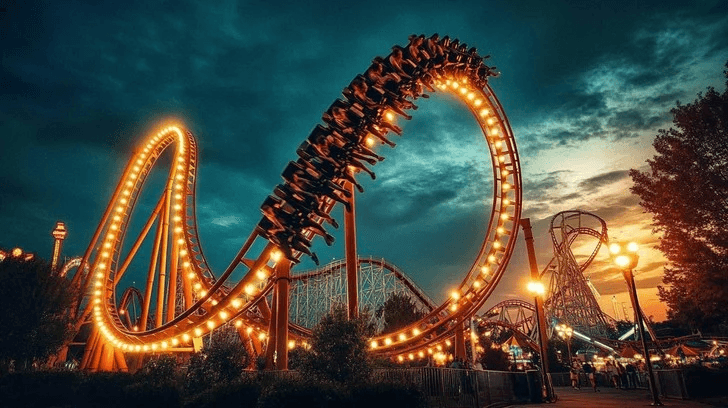 Thrilling roller coasters at theme parks